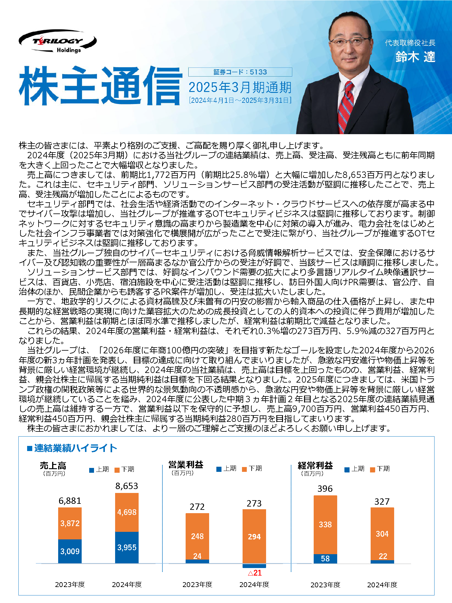 2025年3月期通期 株主通信
