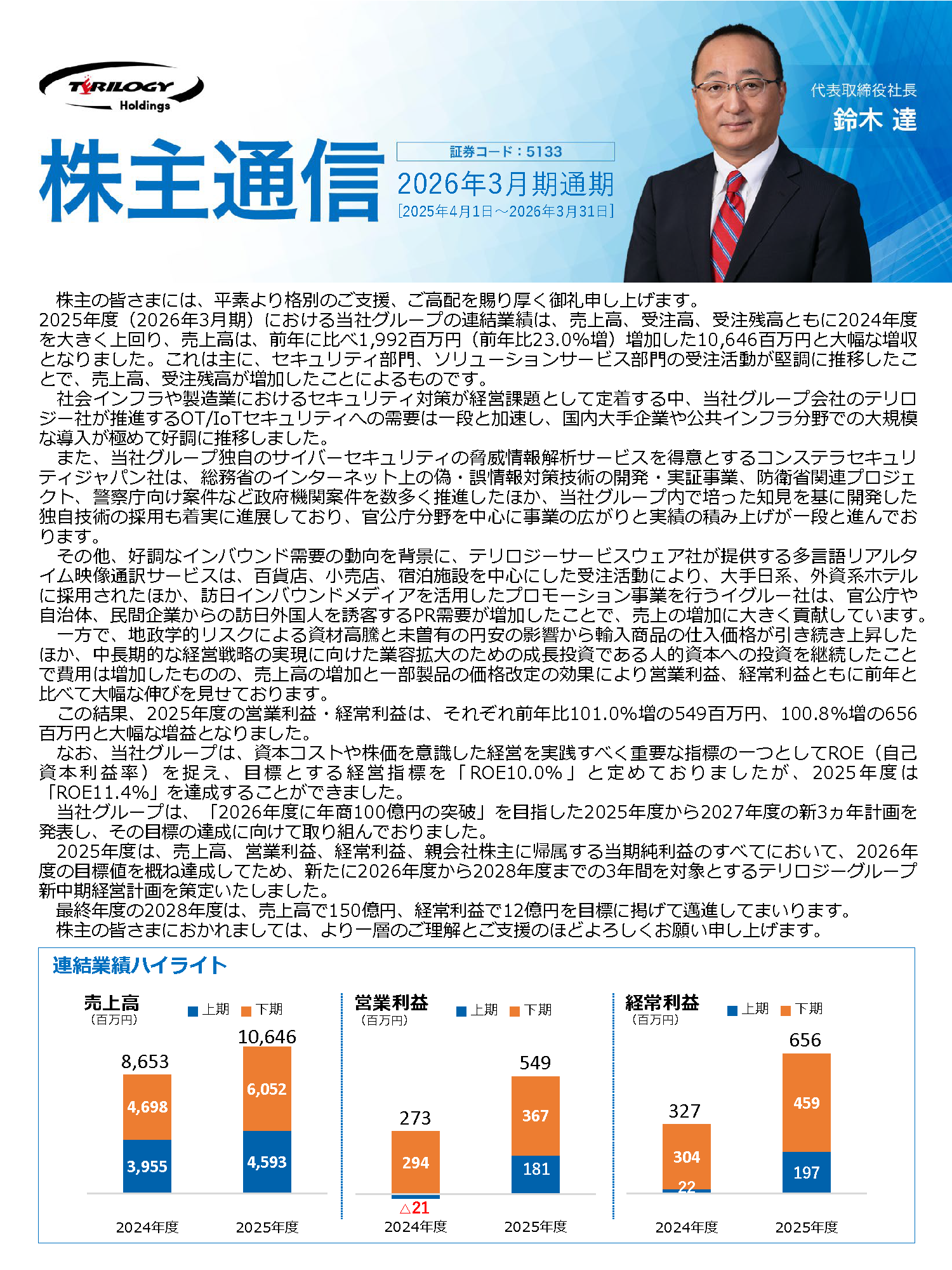 2026年3月期通期 株主通信